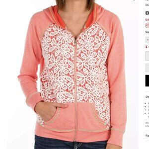 BKE lounge Crochet Overlay Sweatshirt